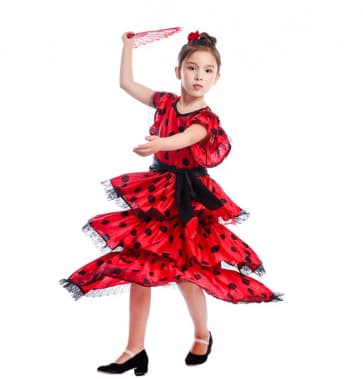 Girls La Senorita Spanish Flamenco Dress Costume